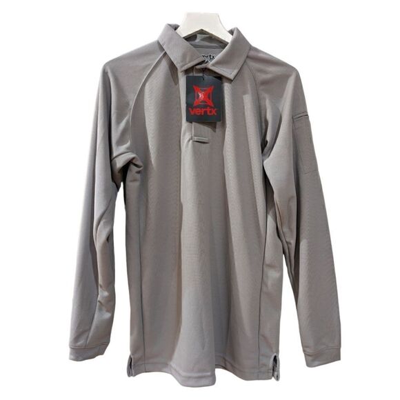 NWT (2) Vertx Tactical Men's Light Grey Textured Long Sleeve Polo Shirt Size S - Picture 1 of 6